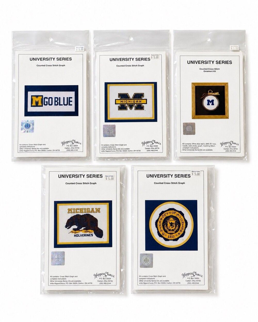 Vintage University of Michigan Cross Stitch Guide Lot of 5 Hopper Chance Sealed